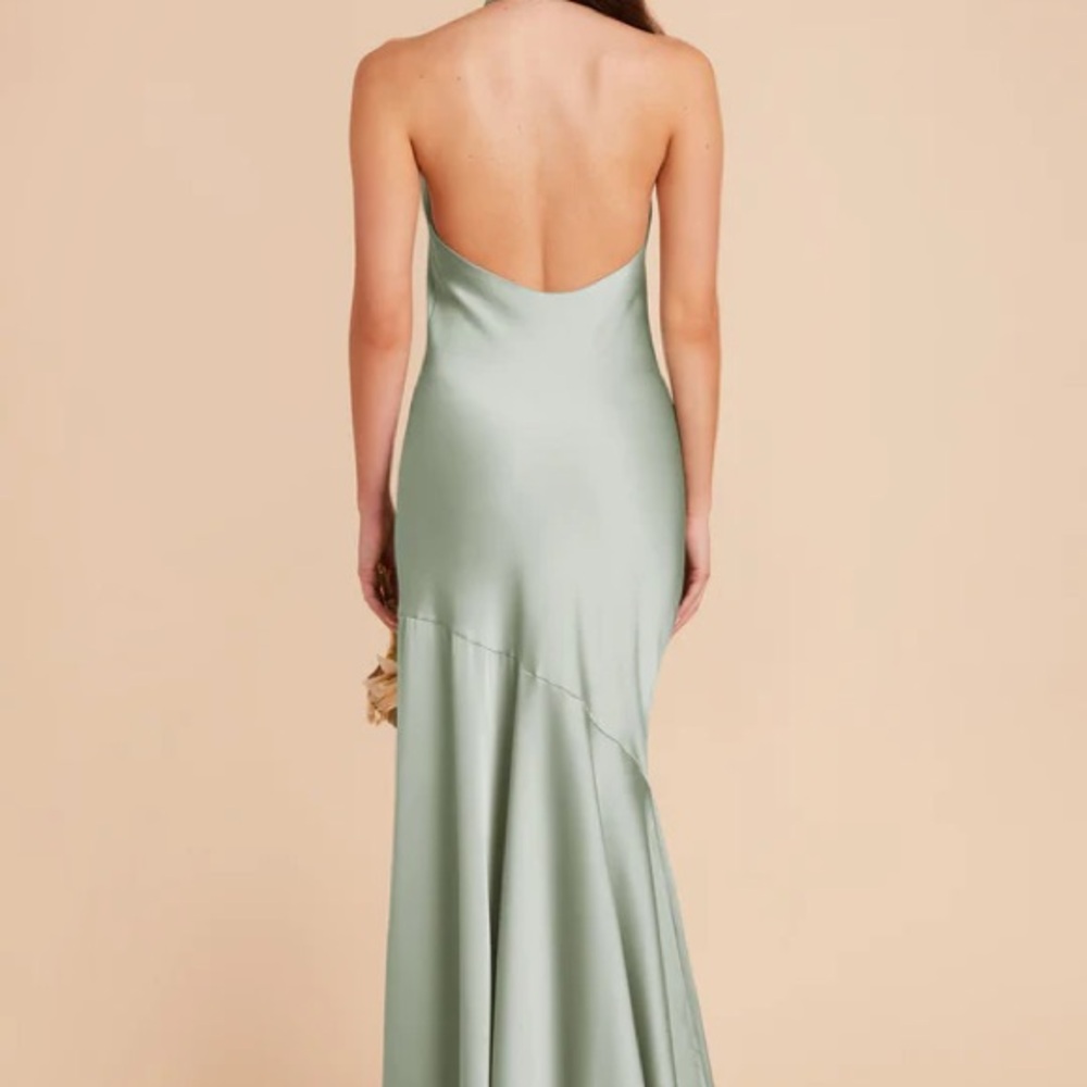 Birdy Grey Green Halter Slit Gown - Picture 2 of 4